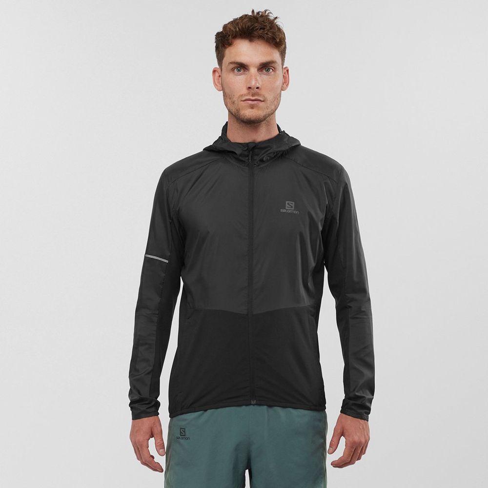 SALOMON AGILE FZ HOODIE Philippines - Men's Midlayers - Black | 715389-MQU